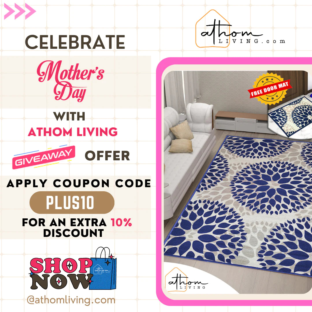 Athom Living Angel Blue Premium Anti Slip Printed Carpet 150x240 Cm