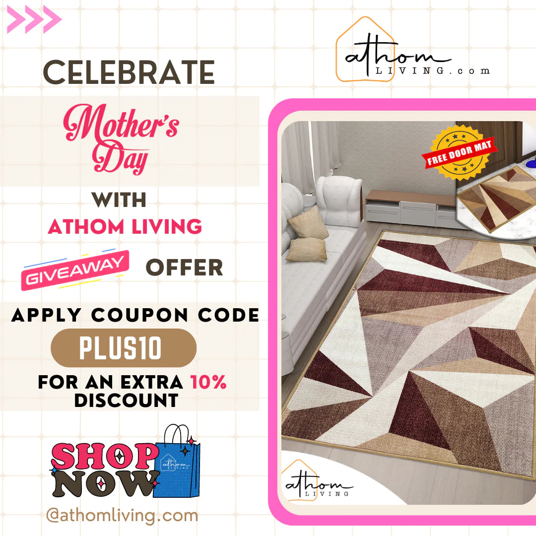 Athom Trendz Distressed Beige Premium Anti Skid Carpet 150x240 Cm