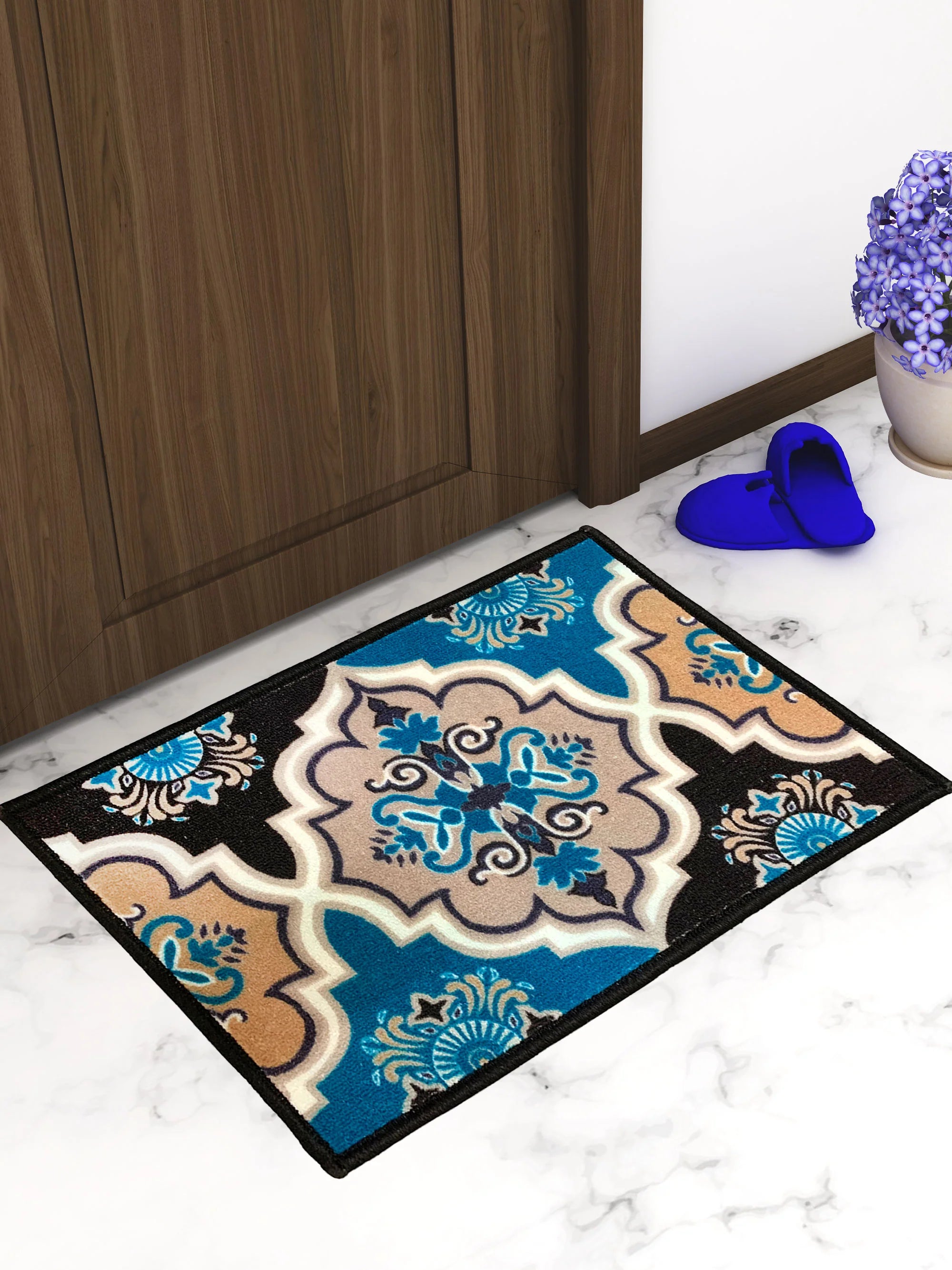 Athom Living Contemporaray Blue Premium Anti Slip Printed Door Mat