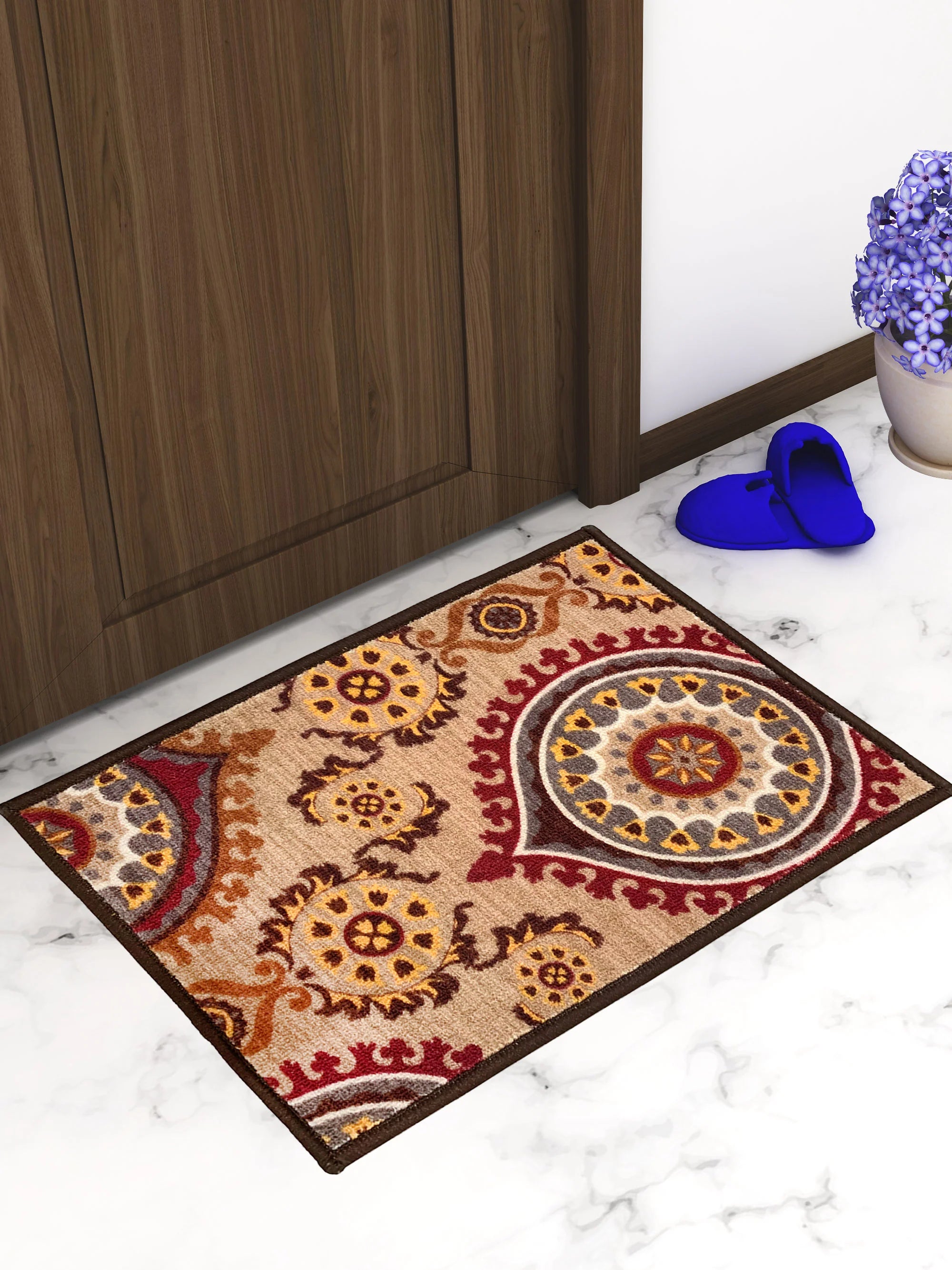Athom Living Persian Maroon Premium Anti Slip Printed Door Mat