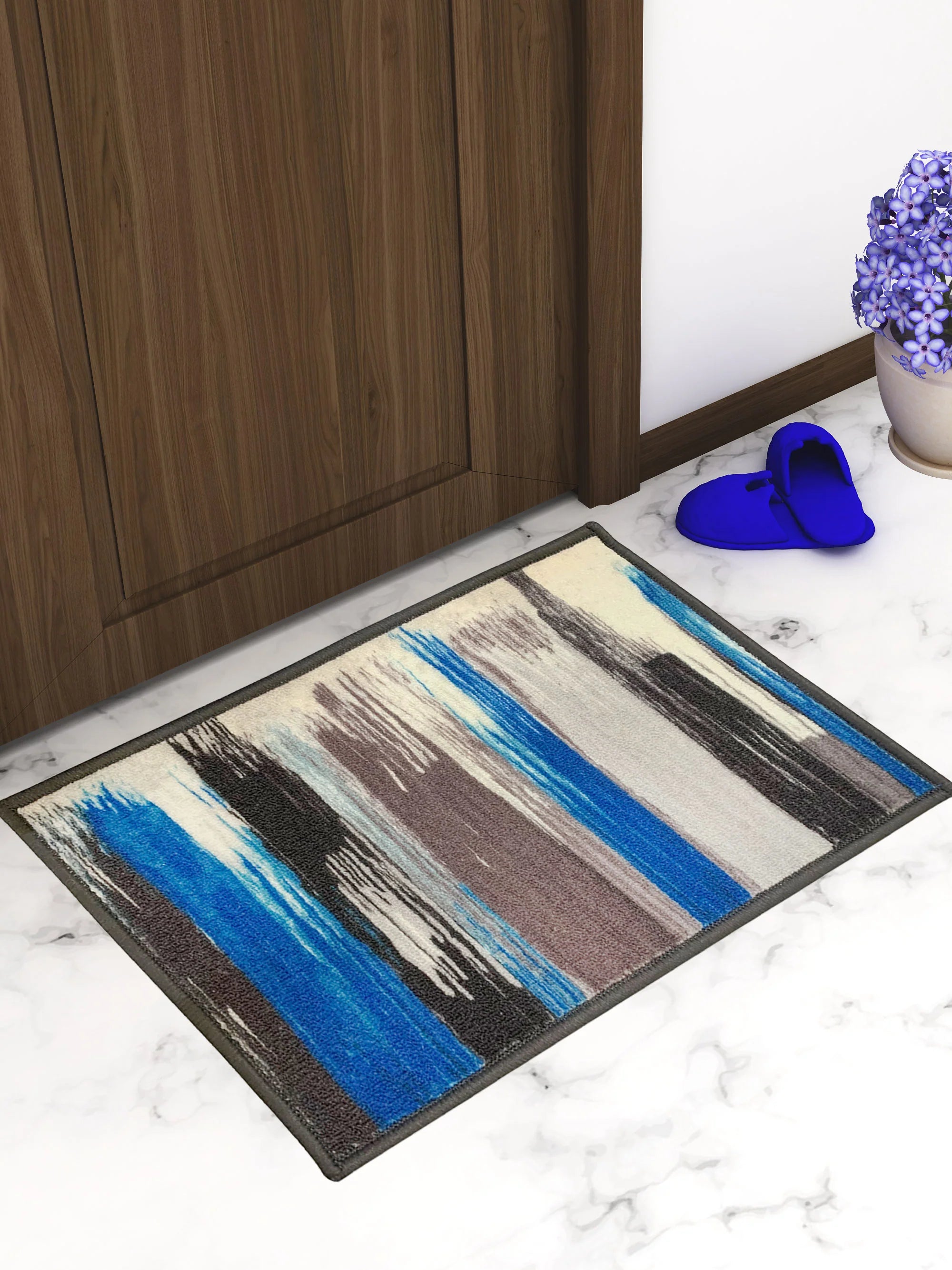 Athom Living Canvas Blue Premium Anti Slip Printed Door Mat