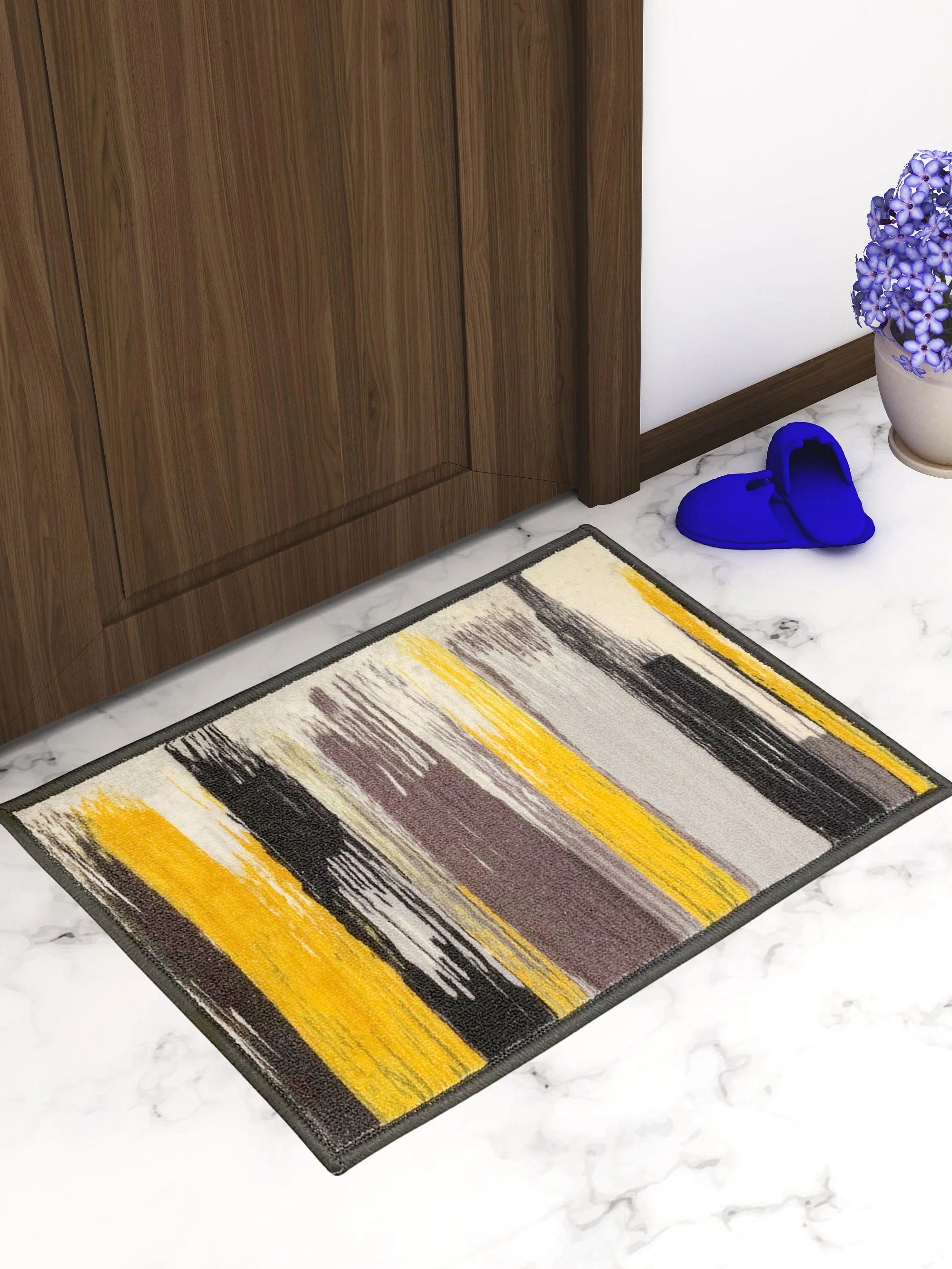Athom Living Canvas Yellow Premium Anti Slip Printed Door Mat