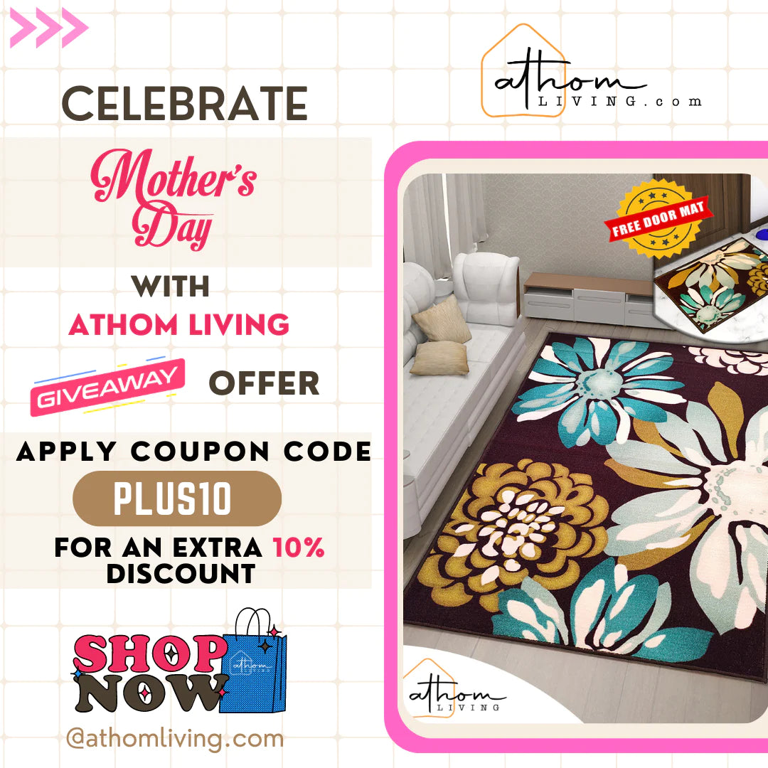 Athom Trendz Flower Canvas Premium Anti Skid Carpet 150x240 Cm