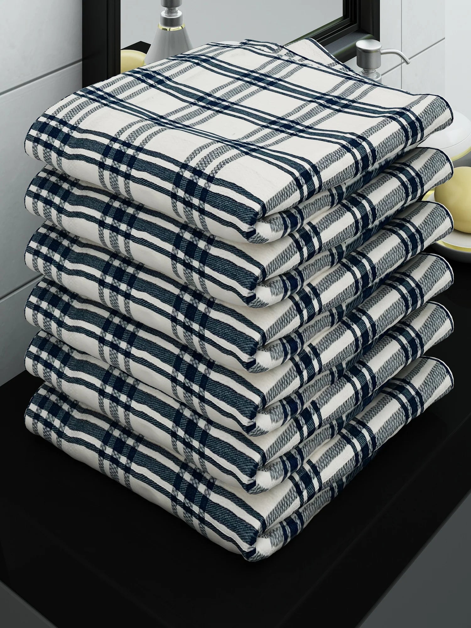 Athom Living Eco Saviour Premium Cotton Bath Towel/Gamcha Luxar White (Pack Of 6)