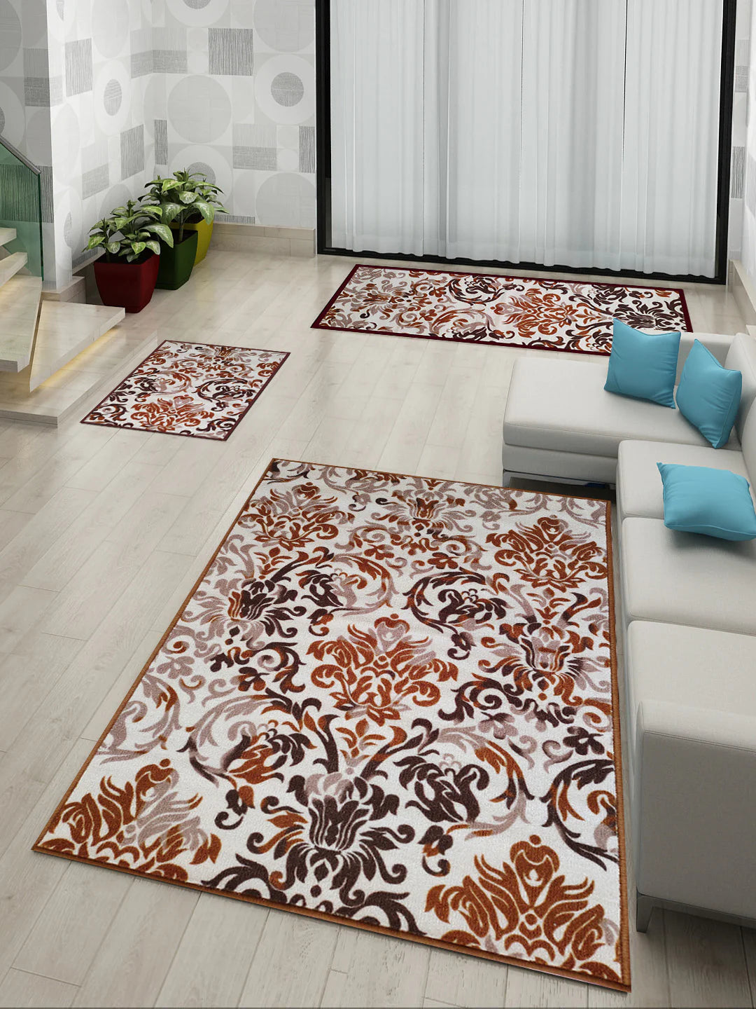 Athom Living Elegance Premium Anti Slip Printed Doormat, Runner & Carpet Set