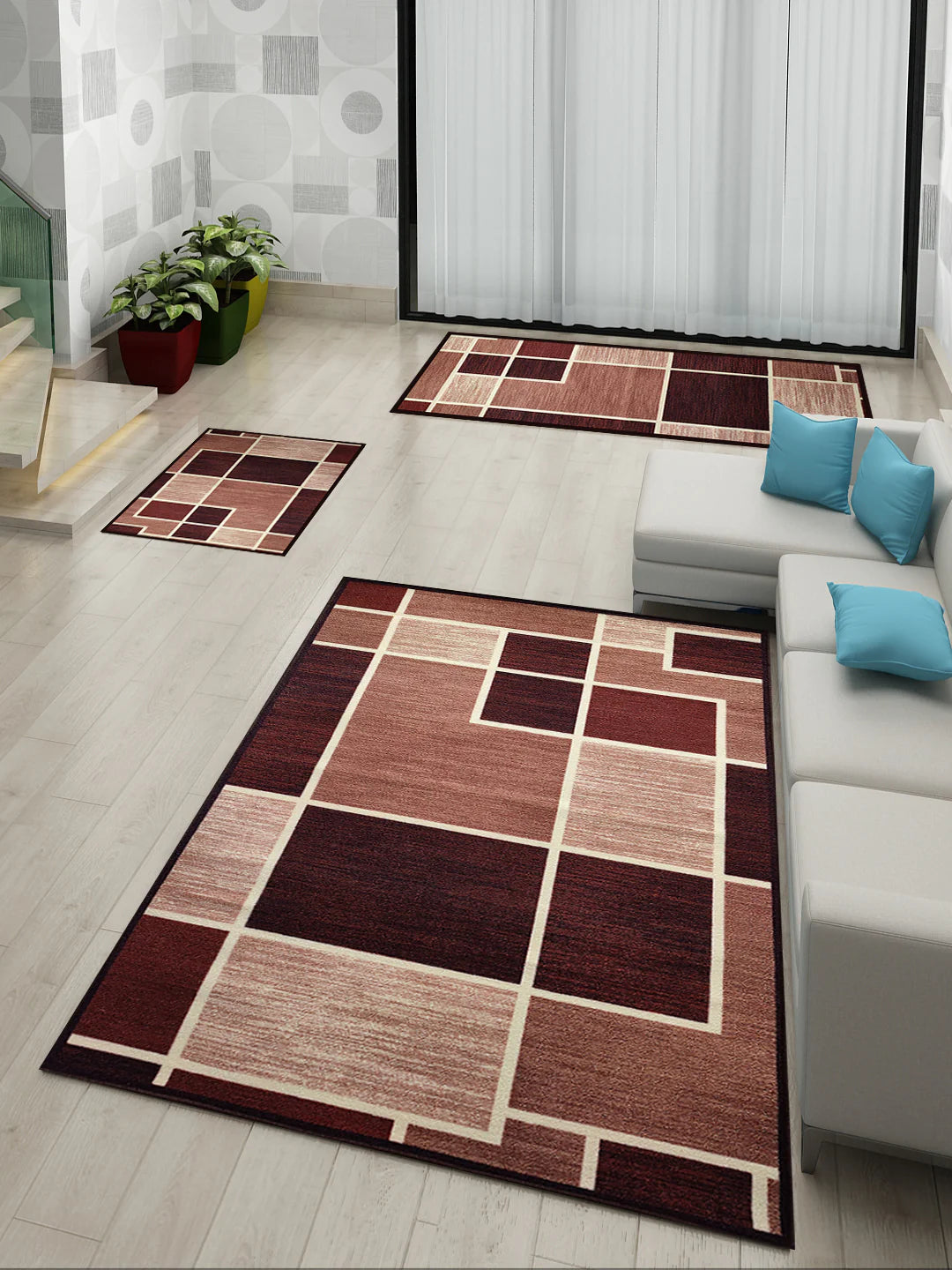 Athom Living Box It Up Premium Anti Slip Printed Doormat, Runner & Carpet Set