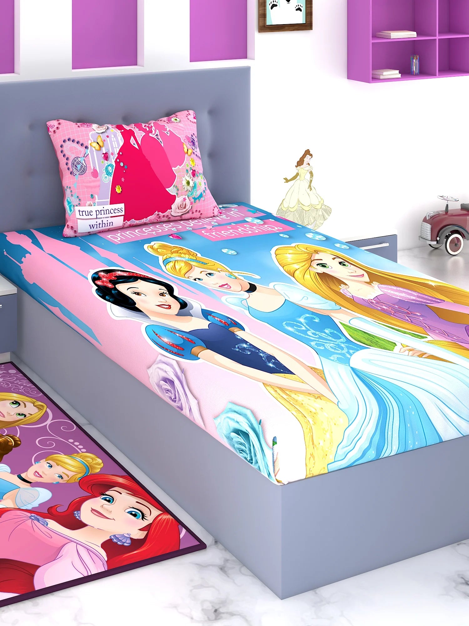 Disney Princess Belive In Friendship Cotton Double Bedsheet Set
