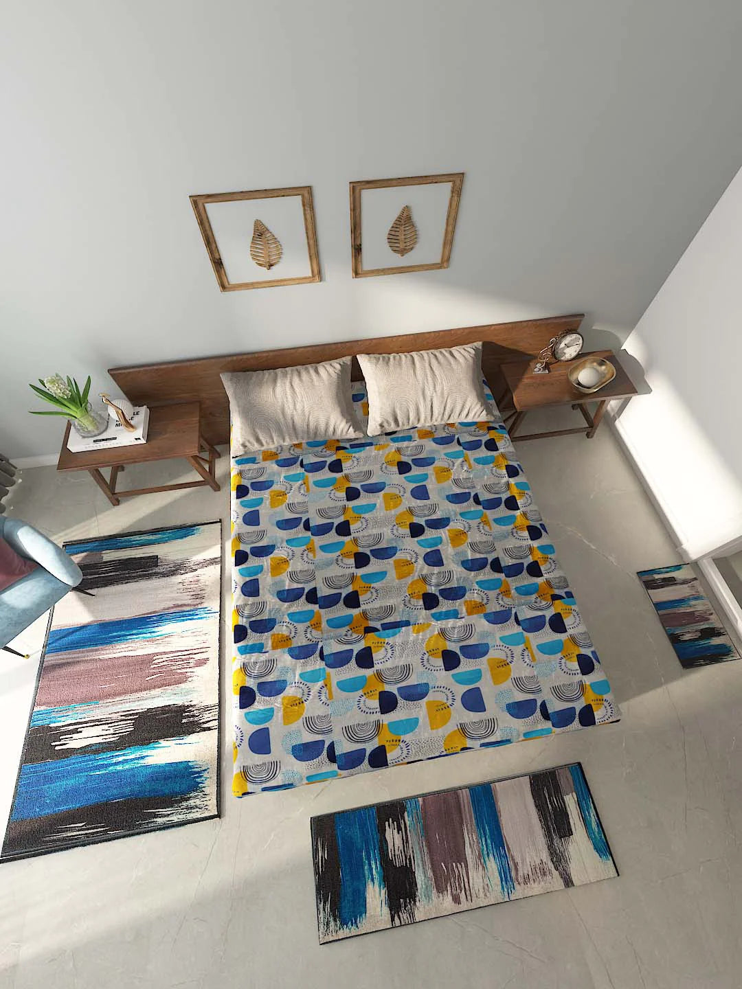 Athom Living Essential Double Bedsheet Sheet With Carpet Combo