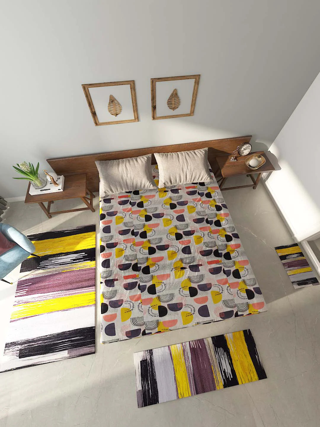 Athom Living Essential Double Bedsheet Sheet With Carpet Combo