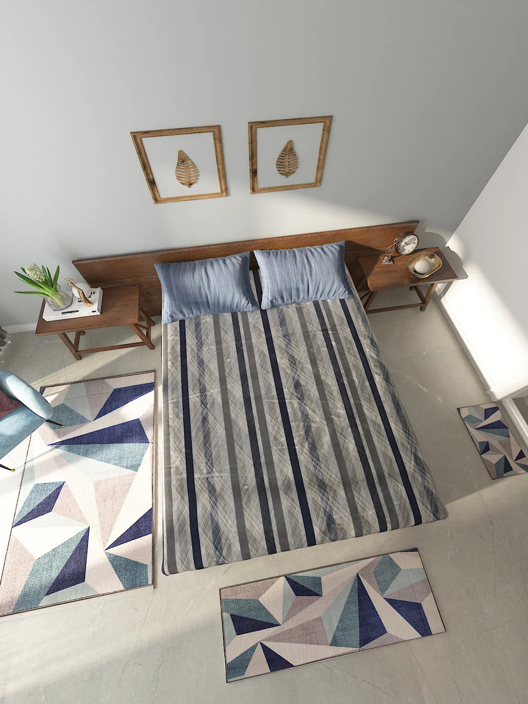 Athom Living Essential Double Bedsheet Sheet With Carpet Combo