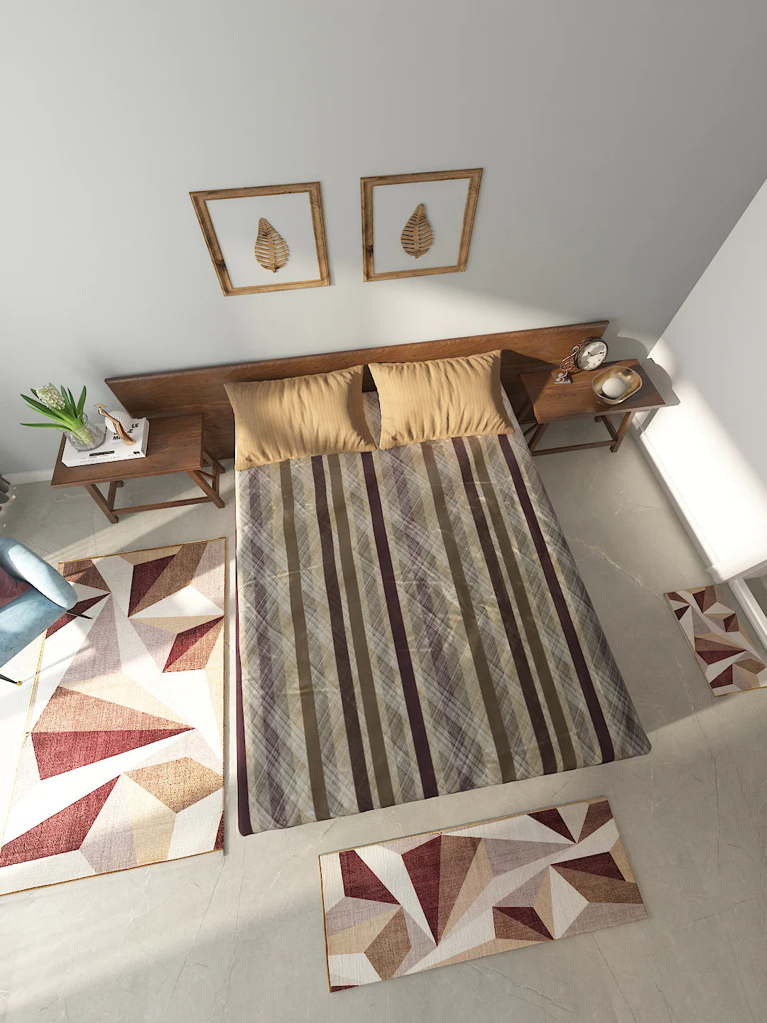 Athom Living Essential Double Bedsheet Sheet With Carpet Combo