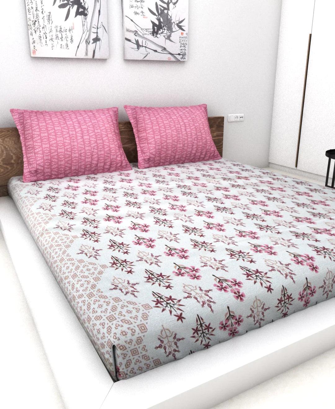 Athom Living Essential Collection Cotton Double Bedsheet Sheet 140 TC 223x248 Cm