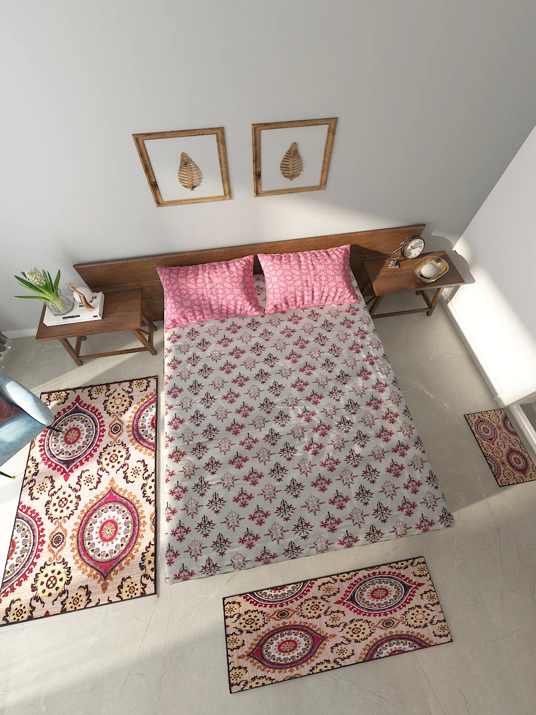 Athom Living Essential Double Bedsheet Sheet With Carpet Combo