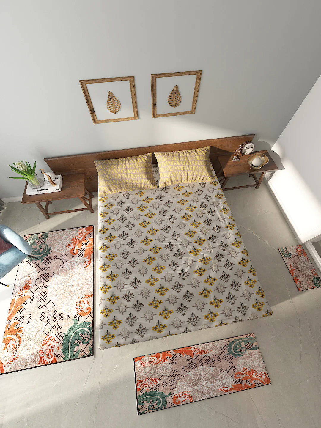 Athom Living Essential Double Bedsheet Sheet With Carpet Combo