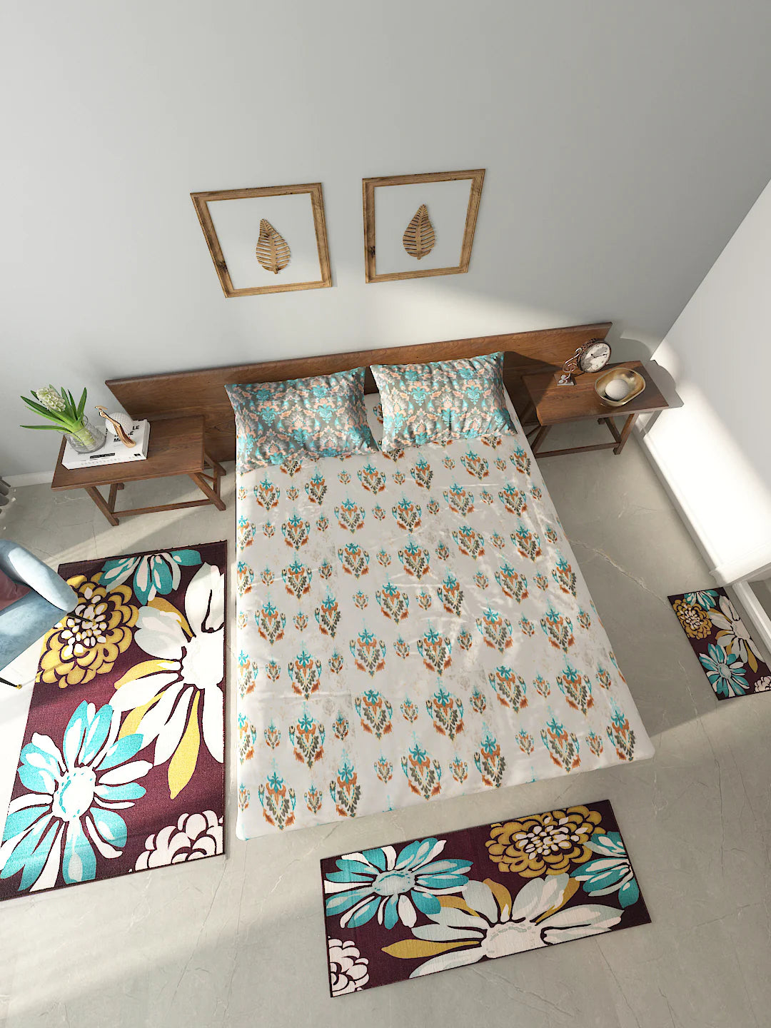Athom Living Essential Double Bedsheet Sheet With Carpet Combo
