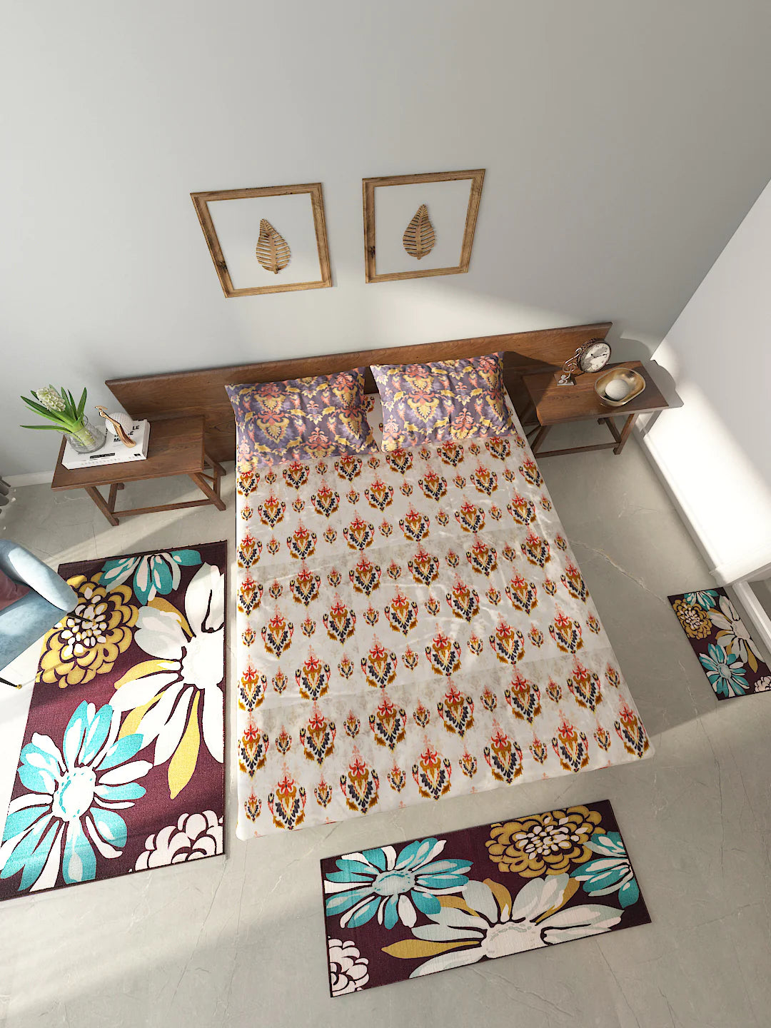 Athom Living Essential Double Bedsheet Sheet With Carpet Combo