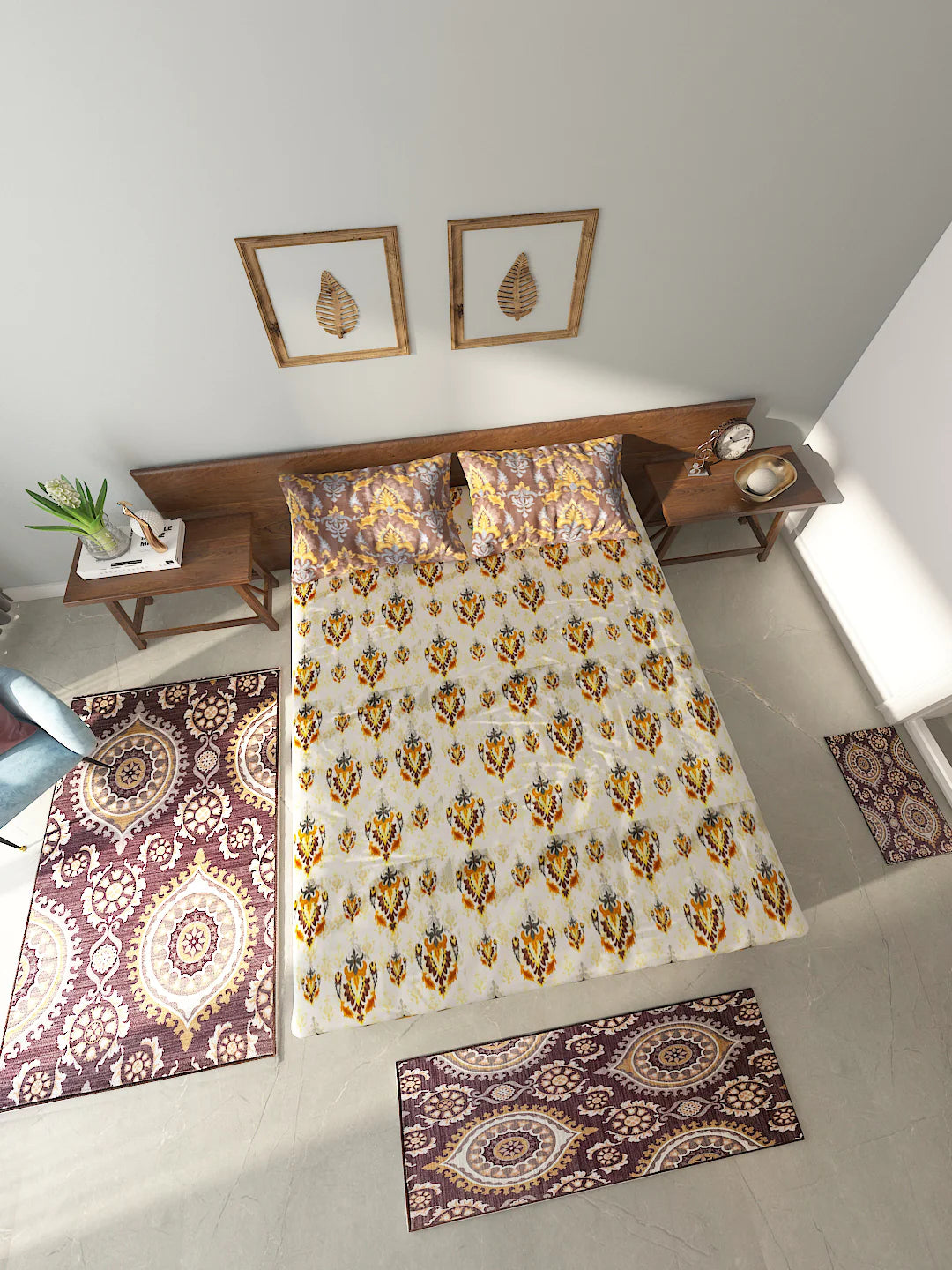 Athom Living Essential Double Bedsheet Sheet With Carpet Combo