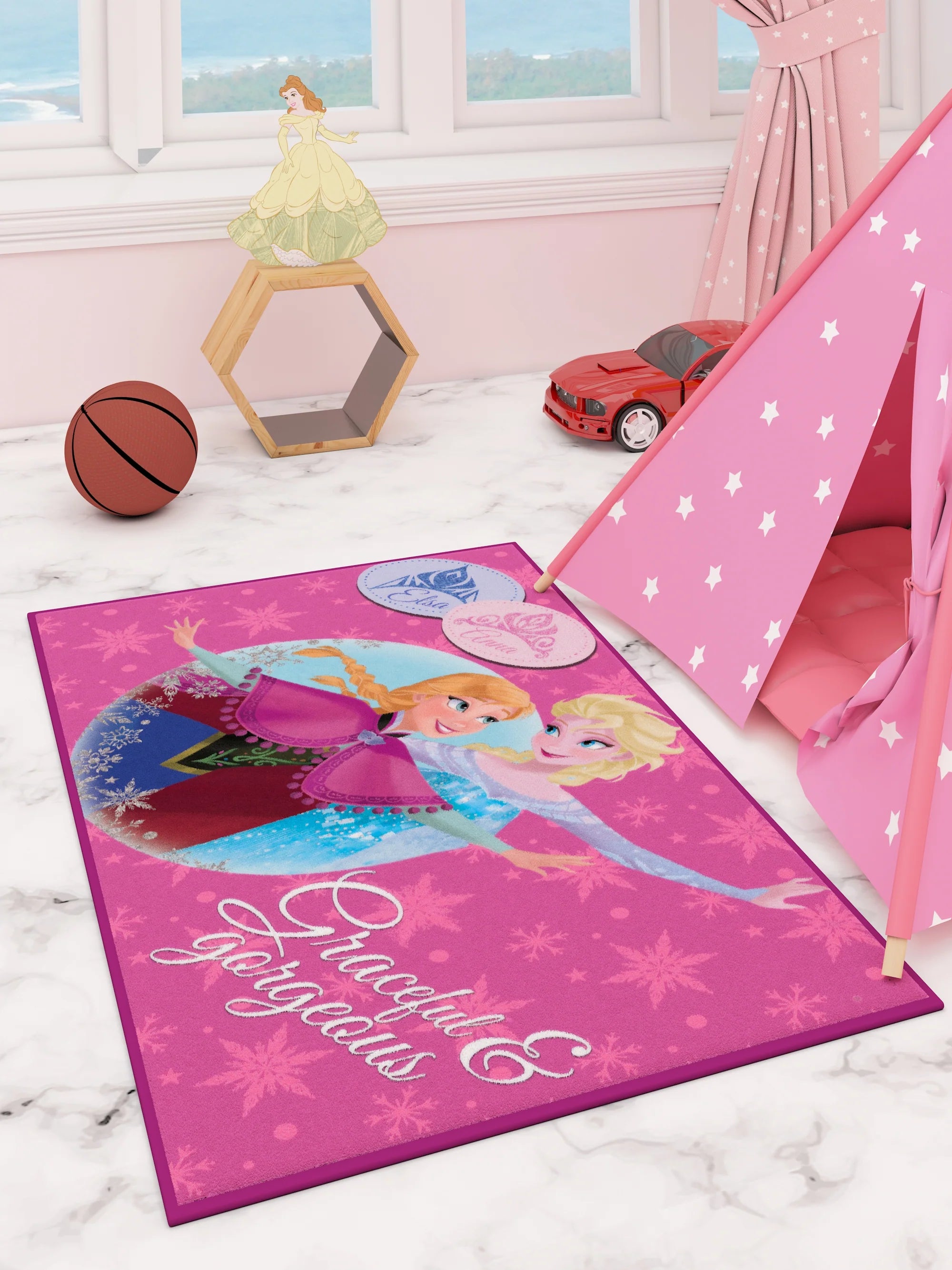 Elevate Every Day into a Royal Affair with Disney's Frozen Graceful & Gorgeous Pink Kids Carpet