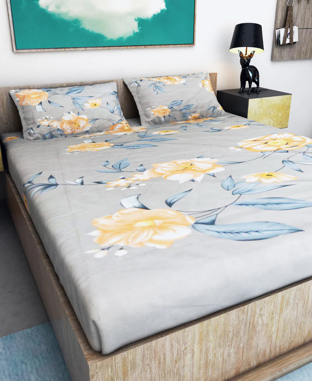 Athom Living Coral & Reef Premium Micro Peach Printed Double Bed Extra Large Extra Large King Size Bedsheet 140 GSM 108x108 Inches With 2 Pillow Cover