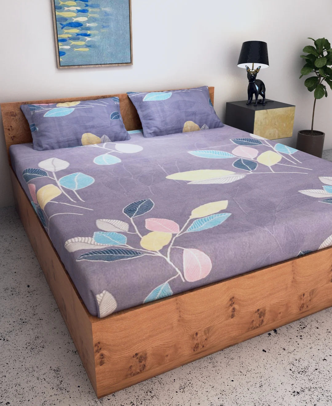 Athom Living Coral & Reef Premium Micro Peach Printed Double Bed Extra Large Extra Large King Size Bedsheet 140 GSM 108x108 Inches With 2 Pillow Cover