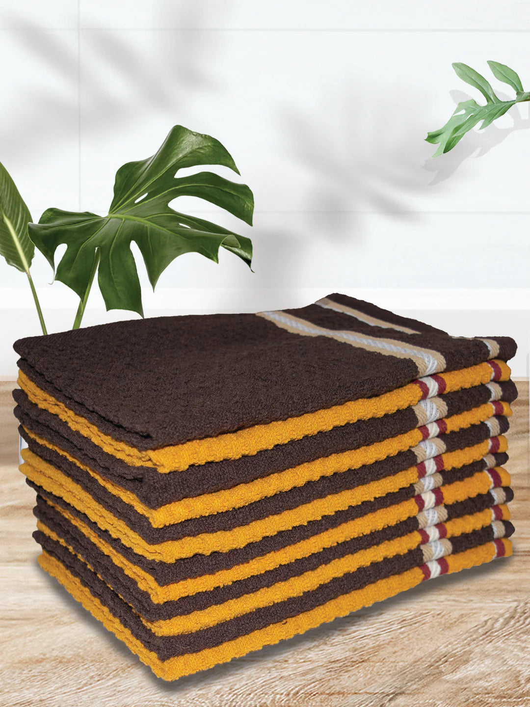 Athom Living Popcorn Textured Solid Cotton Hand Towel Multicolor 35x55 Cm Set Of 12