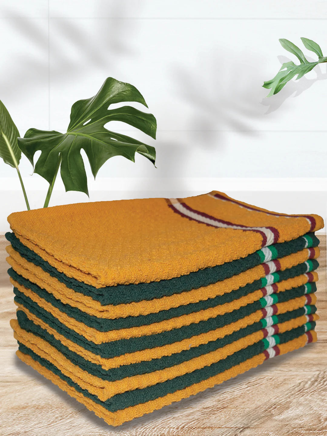 Athom Living Popcorn Textured Solid Cotton Hand Towel Multicolor 35x55 Cm Set Of 12