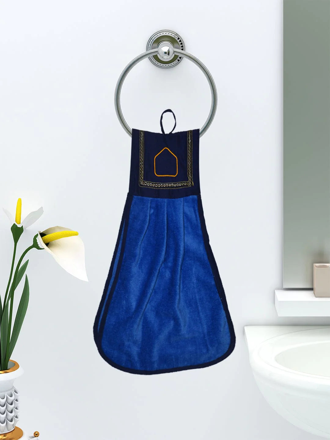 Athom Living Loop Hanging Cotton Washbasin Towel For Kitchen And Bathroom
