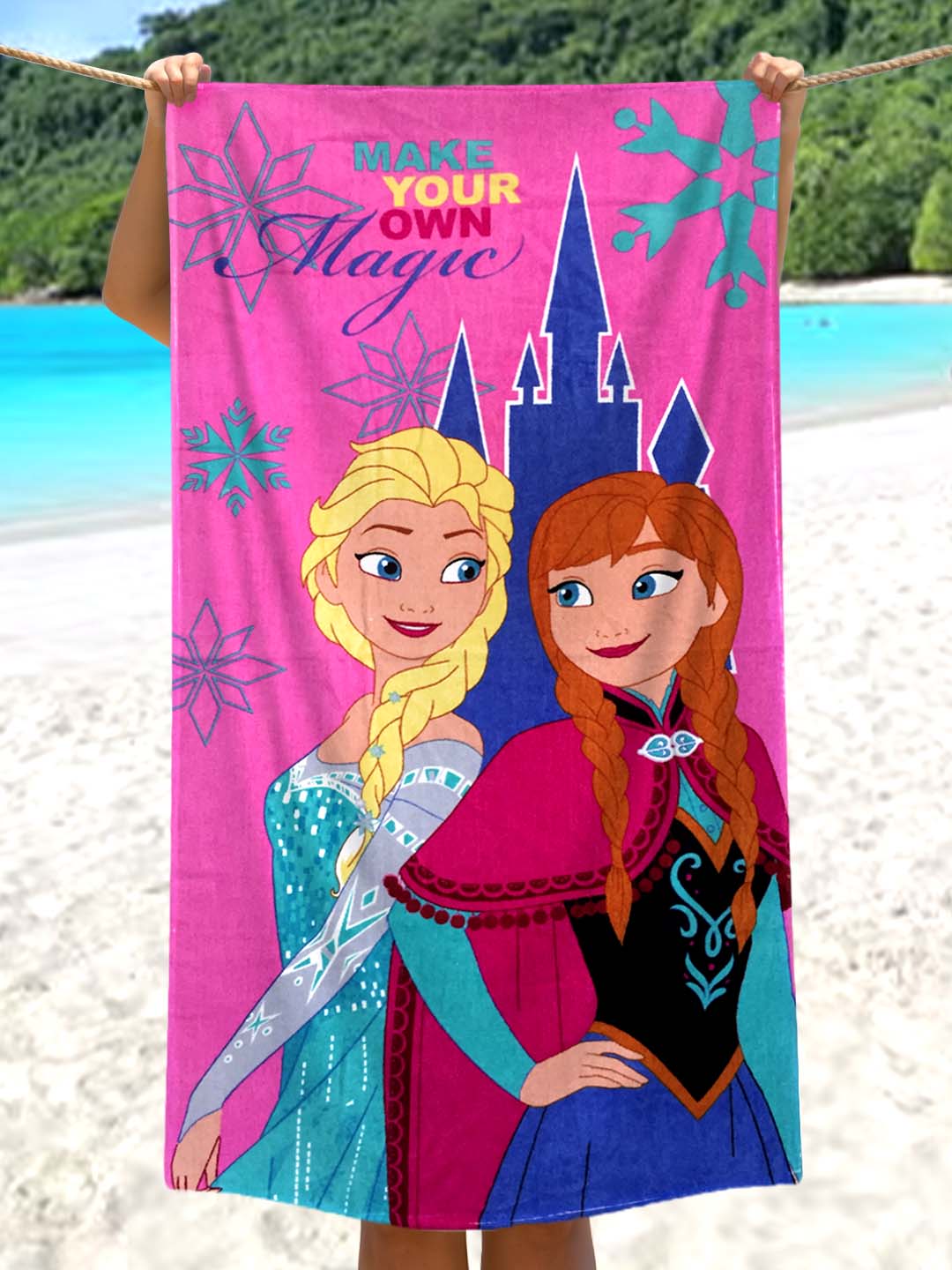 Athom Living Disney Frozen bath towel for kids – soft 100% cotton, 350 GSM, 60x120 cm, absorbent & skin-friendly for everyday bath time comfort.