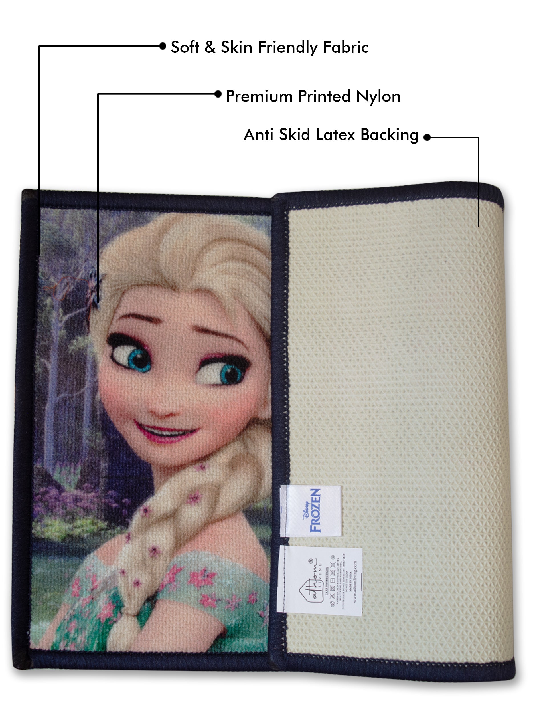 Athom Living Frozen Spirit of Adventure doormat set of 2, kids multicolor premium nylon with Frozen sisters print, durable latex backing, anti-skid design.