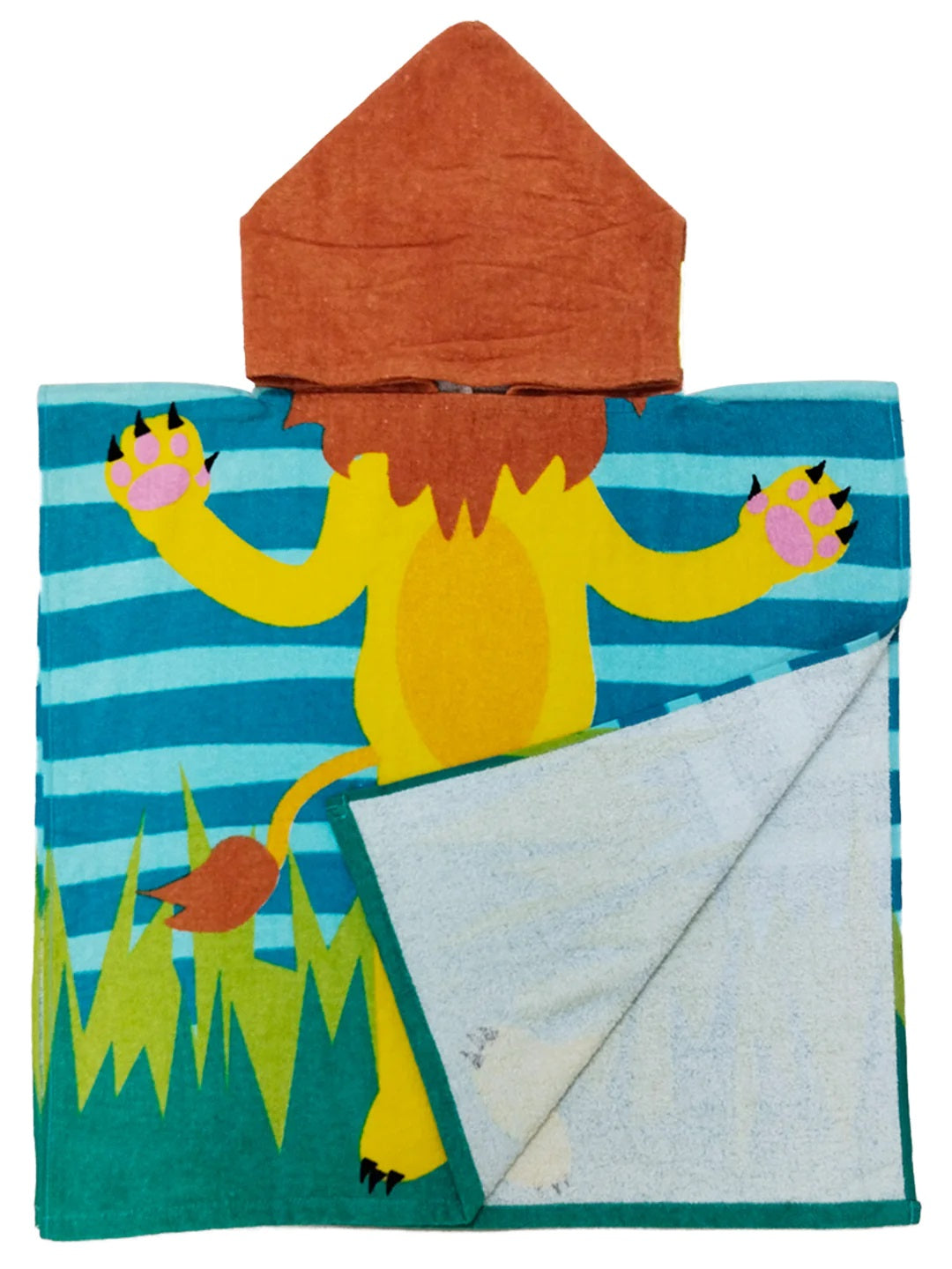 Athom Living kids hooded bath towel poncho Lion in Jungle print 60x120 cm, perfect for post bath, beach, swimming pool, soft touch and lasting durability.