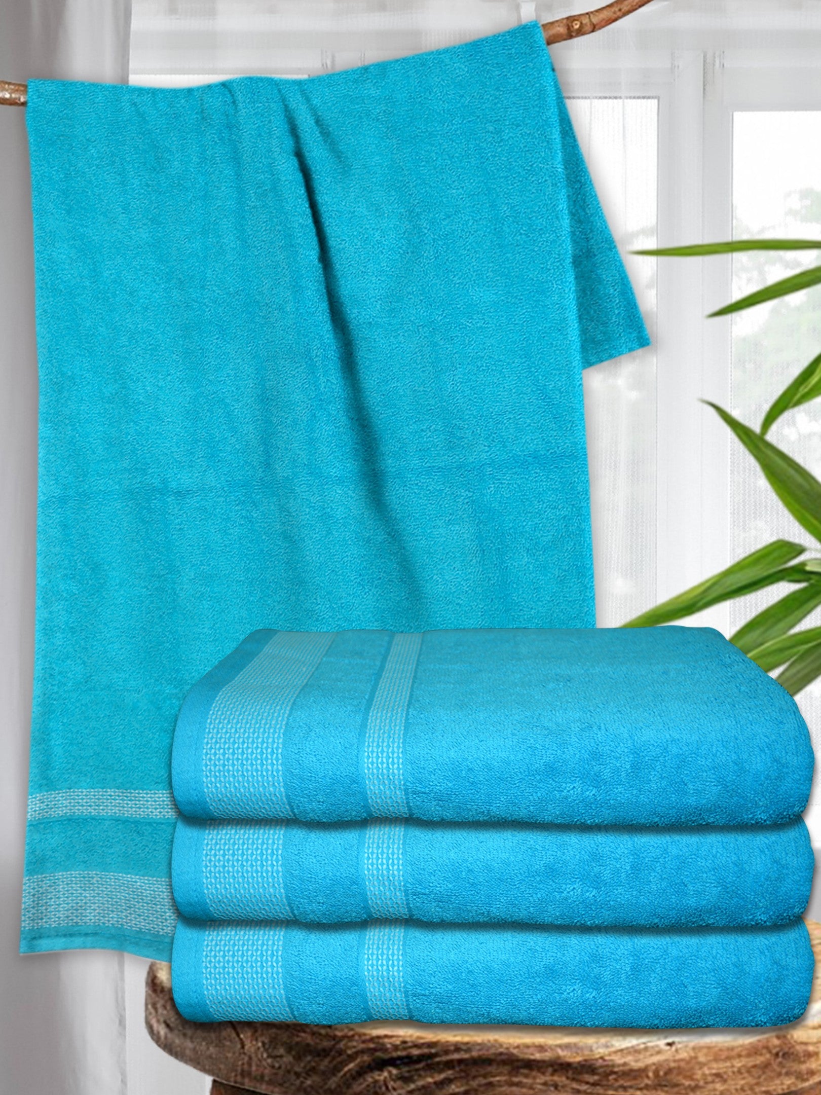 Athom Living premium cotton bath towel pack of 4, soft and absorbent towels designed for daily use, perfect for home, gym, and travel essentials.