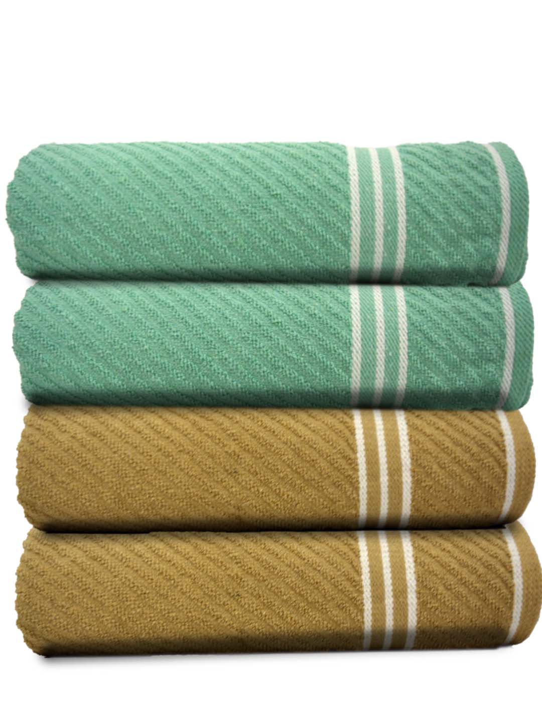 Diagonal stripe terry towels pack of 4 by Athom Living, crafted with premium cotton for superior absorbency, comfort, and long-lasting bathroom use.