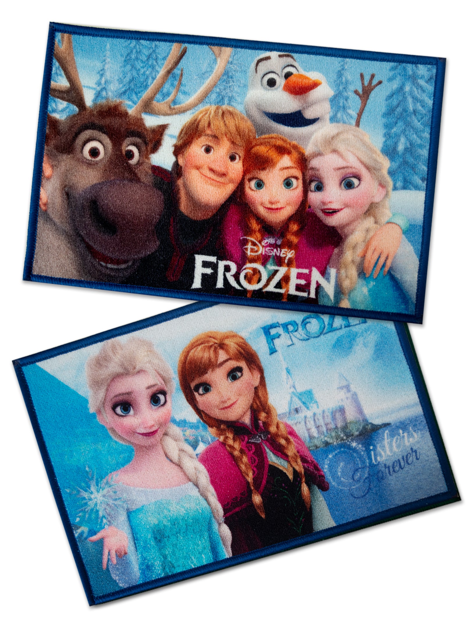 Disney Frozen characters digital printed doormat by Athom Living, soft nylon, anti-skid latex base, 37x57 cm, set of 2, kids home décor.