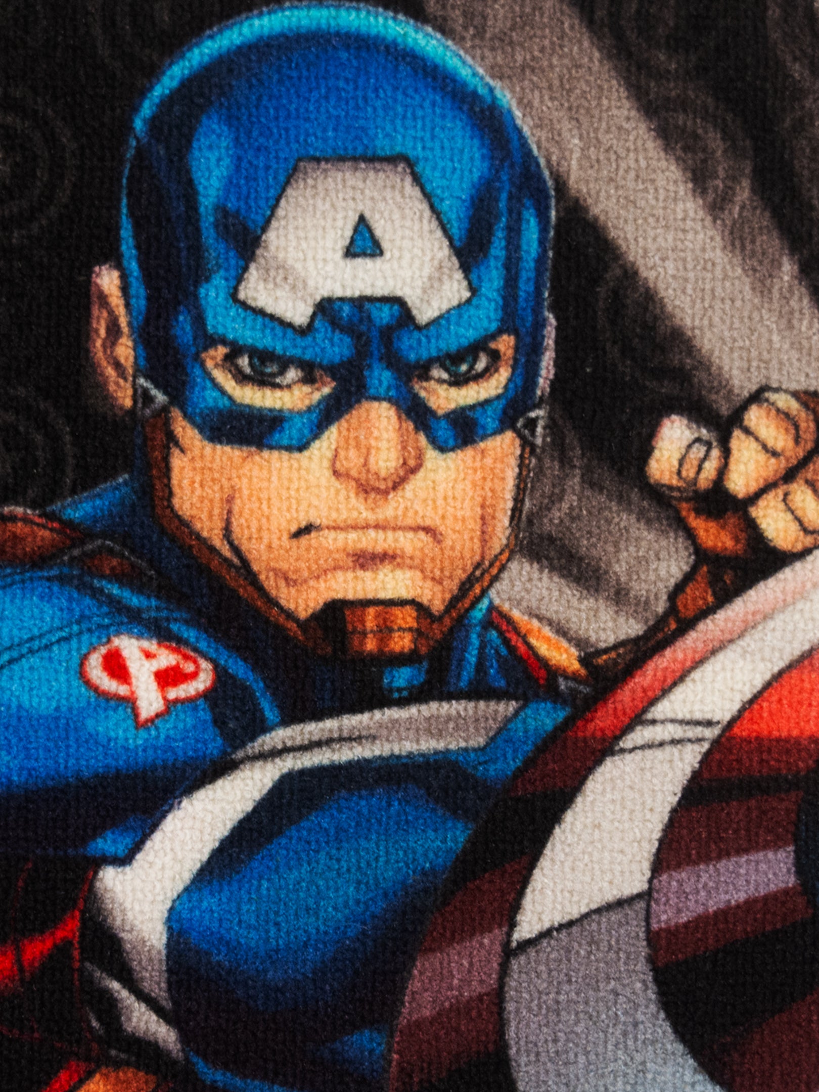 Licensed Marvel Avengers doormat by Athom Living featuring Captain America gold print, durable nylon, anti-slip latex backing, pack of 2.