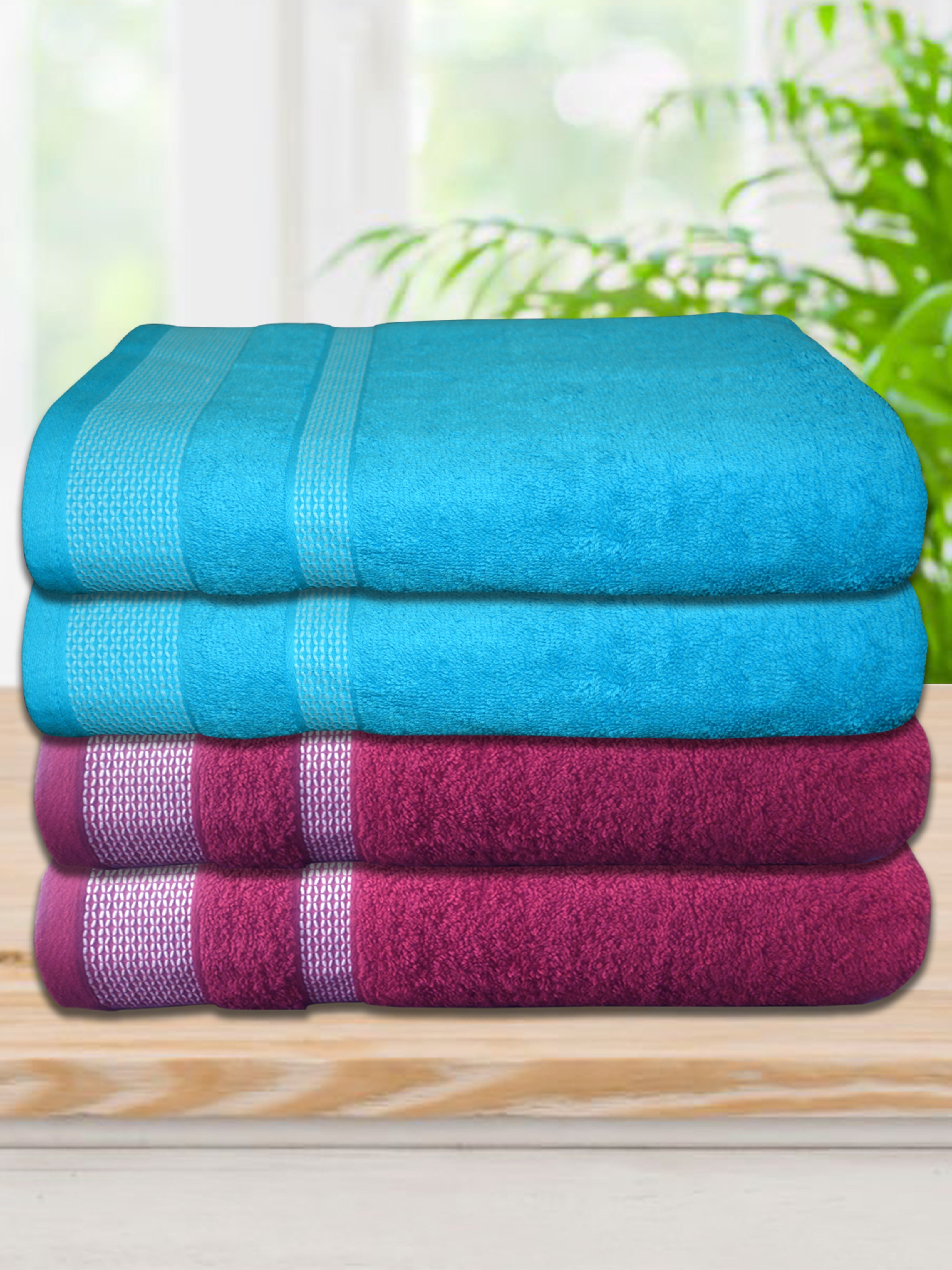 Luxurious Athom Living pack of 4 premium cotton bath towels, lightweight, durable, and gentle on skin, designed for superior comfort and freshness.