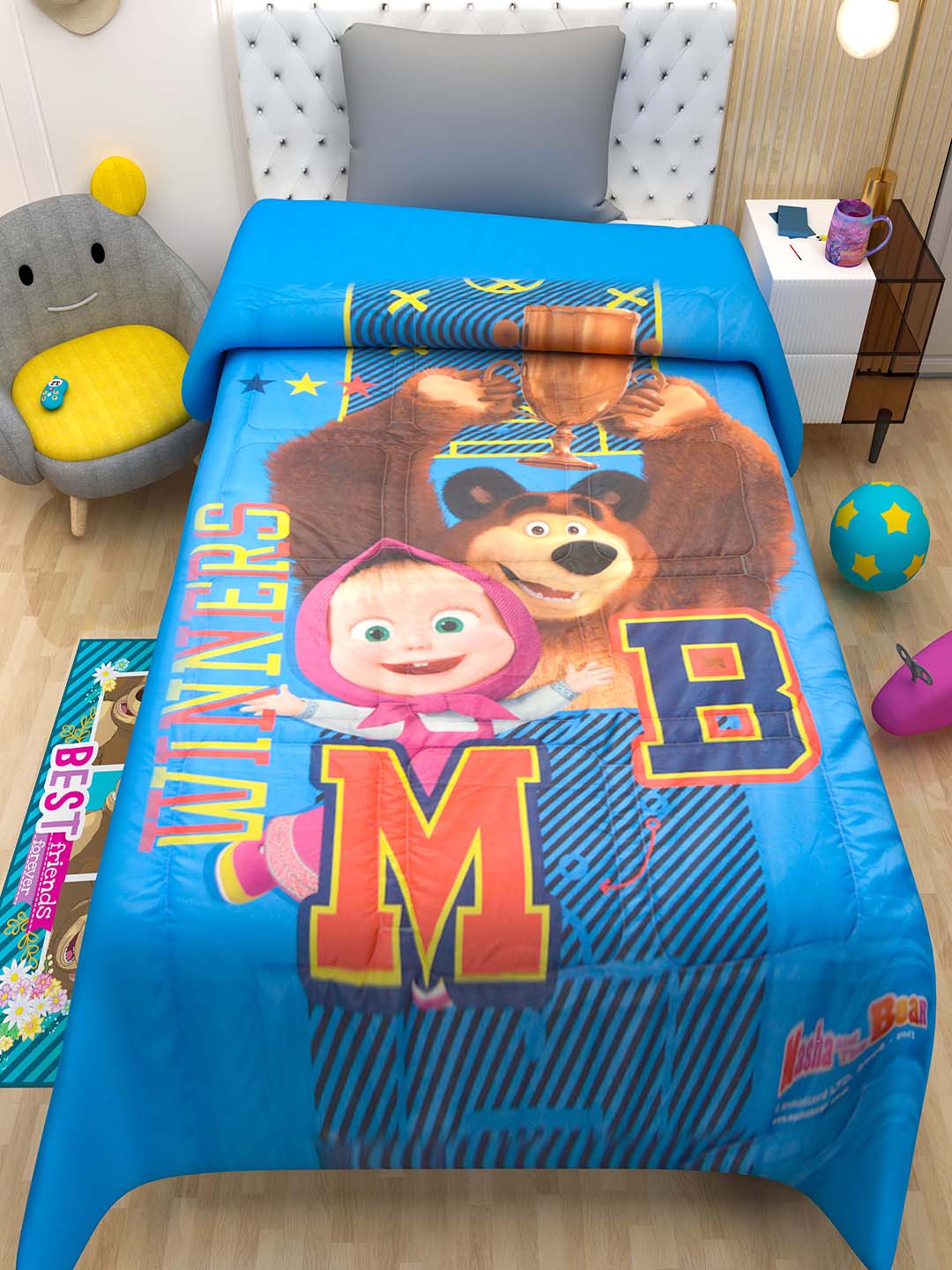 Masha & The Bear kids comforter single size – soft, cozy bedding for kids’ room, perfect for all seasons – Athom Living