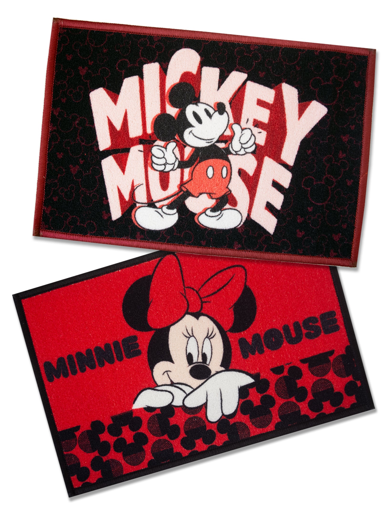 Premium Disney Mickey and Minnie Mouse doormats by Athom Living, multicolor nylon with latex backing, anti skid, 37x57 cm combo pack of 2.