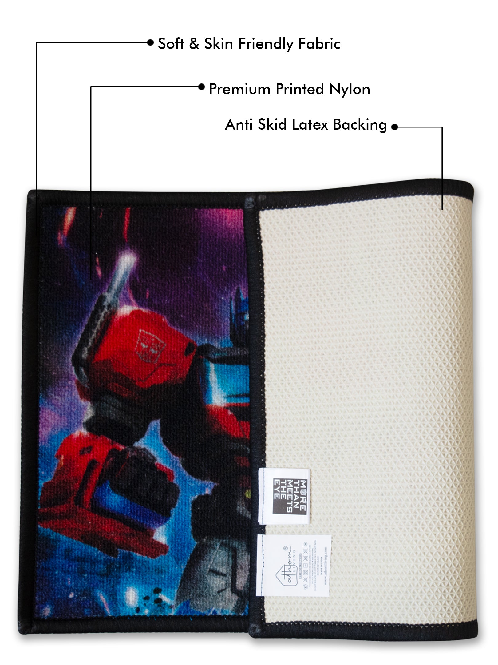 Transformer Kids Door Mat by Athom Living – vibrant 37x57 cm printed nylon doormat with anti-skid latex backing for safe, fun home décor.