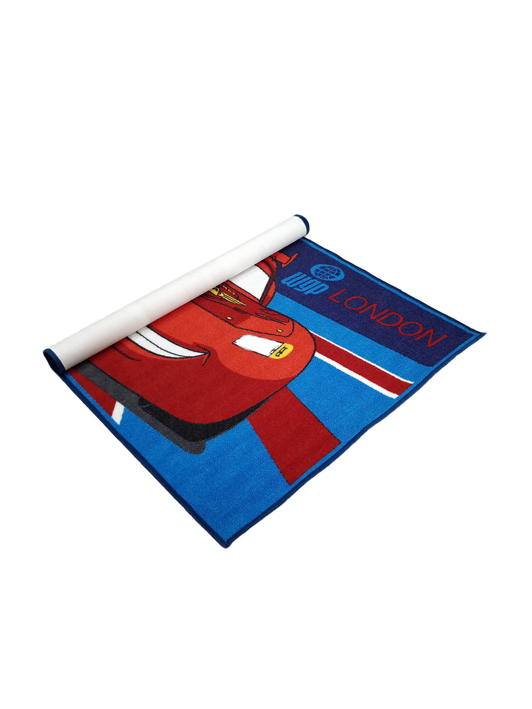 a red suitcase is sitting on a white surface