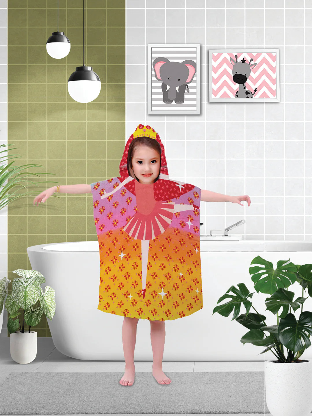 Athom Trendz Dancing Princess Kids Hooded Bath Towel Poncho 60x120 Cm