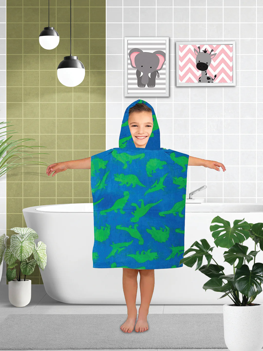 Athom Trendz Dinosaurs Kids Hooded Bath Towel Poncho 60x120 Cm