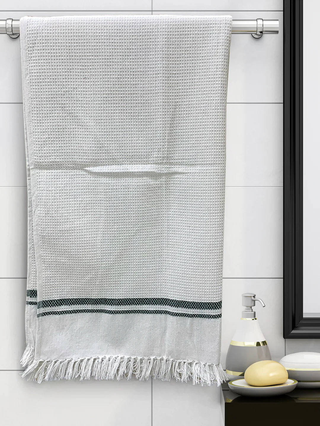 Athom Living Ecosaviour Premium Cotton Bath Towel Pearl White- Large