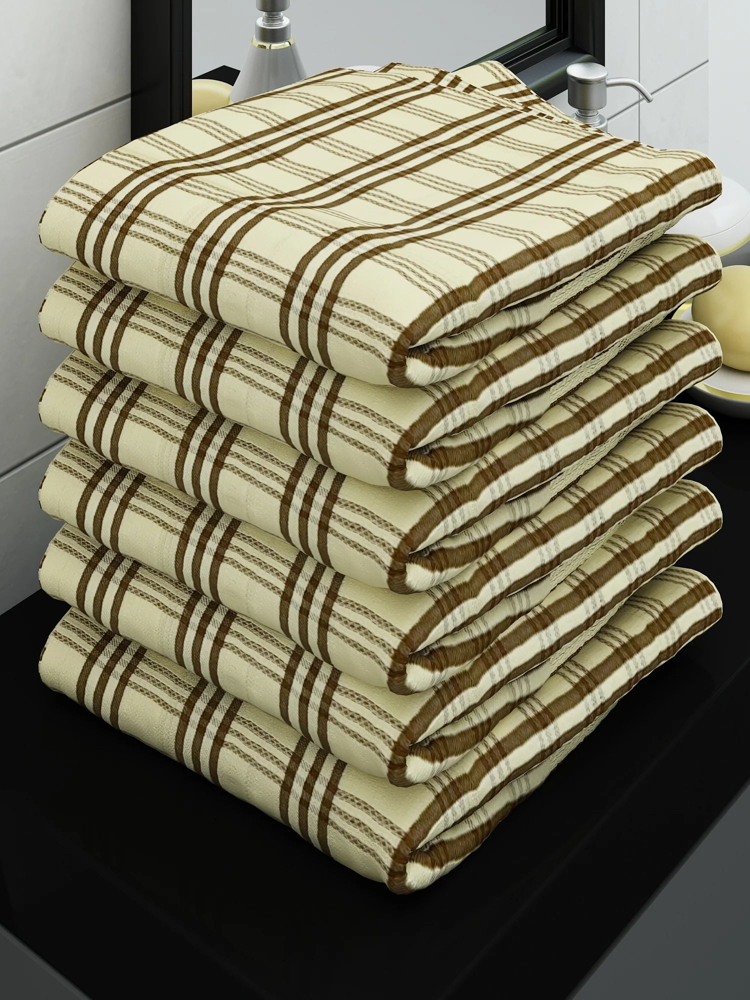 Athom Living Eco Saviour Premium Cotton Bath Towel/Gamcha Alfa Yellow (Pack Of 6)