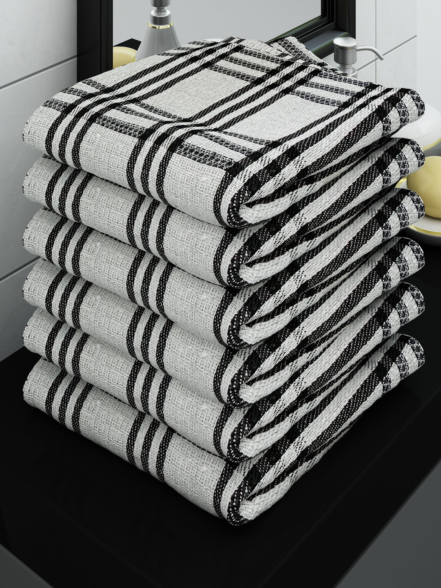 Athom Living Eco Saviour Premium Cotton Bath Towel/Gamcha Alfa Grey (Pack Of 6)