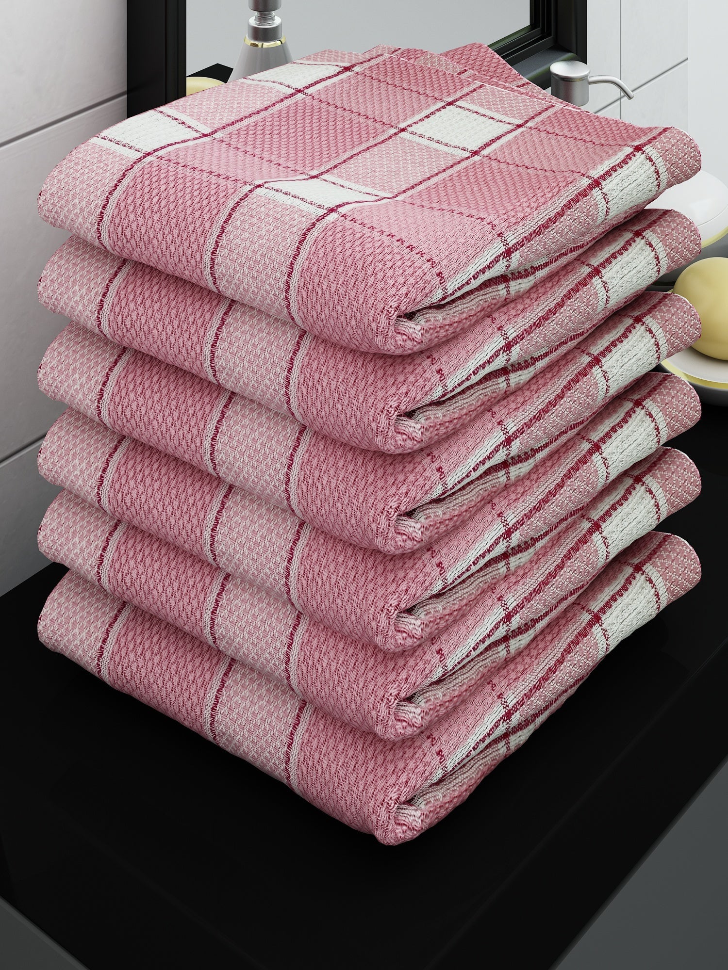 Athom Living Eco Saviour Premium Cotton Bath Towel/Gamcha Majestic Pink (Pack Of 6)