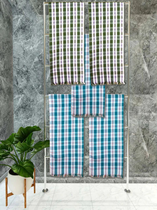 Athom Living Premium Gamcha Bath Towel 75 x 150 cm Pack of 5 Multicolued checkered