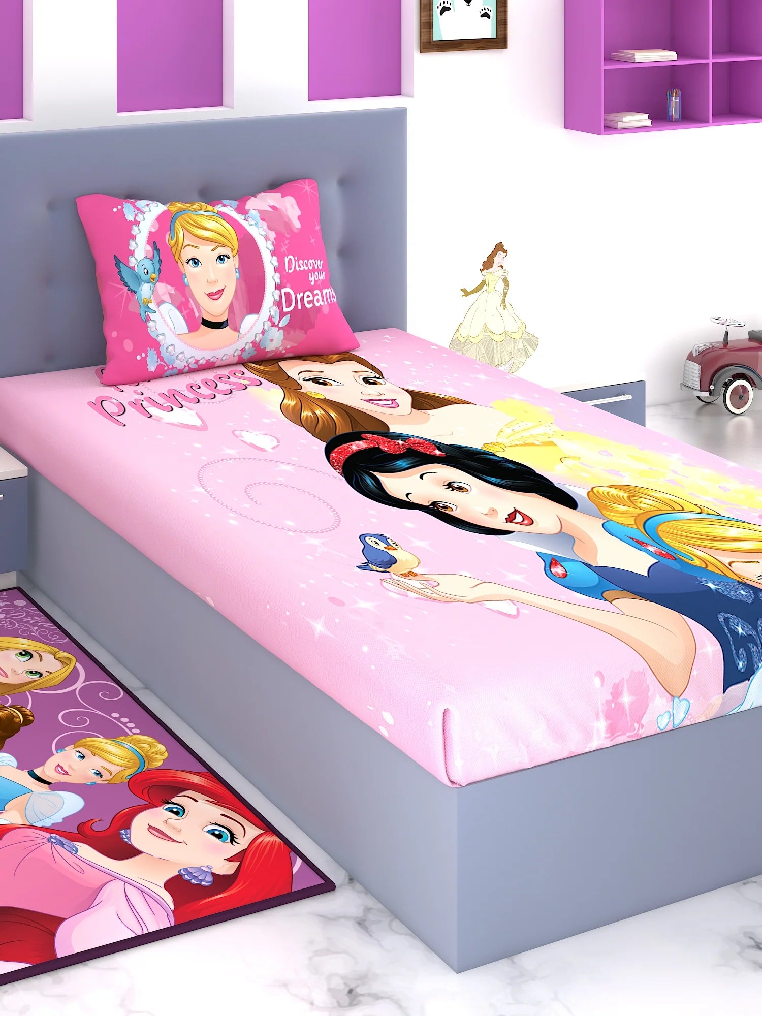 Disney Discover Your Dreams Princess Cotton Single Bedsheet Set