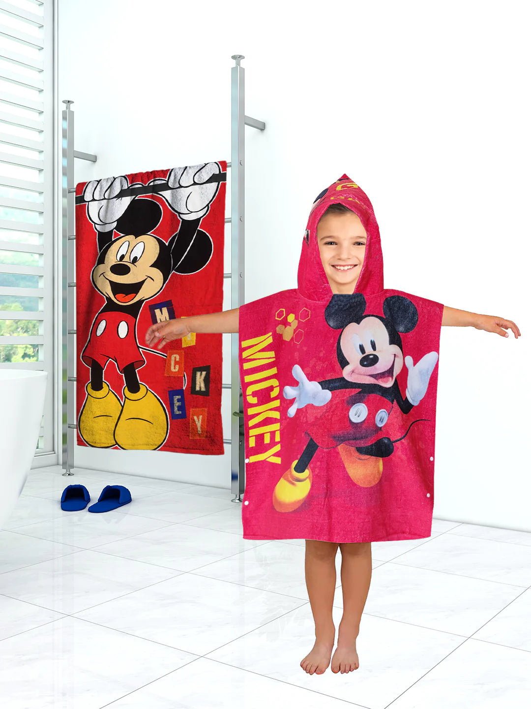 Athom Living Disney Mickey Mouse Kids Bath & Hooded Towel Combo 60x120 Cm