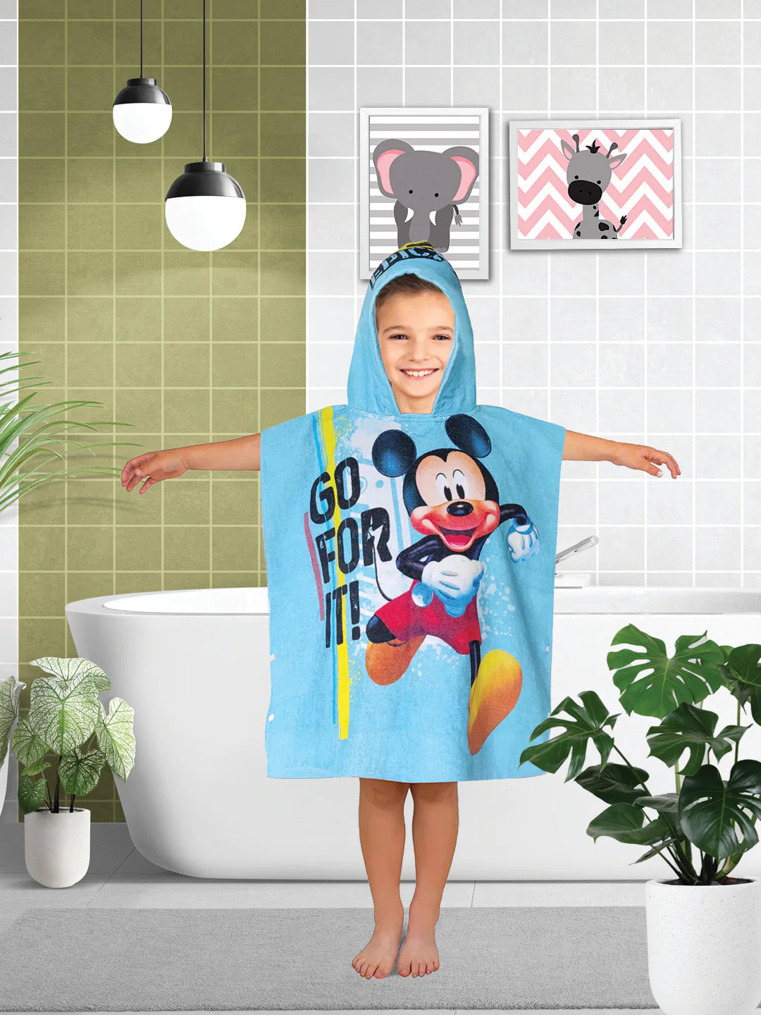 Disney Go For It Mickey Mouse Kids Hooded Poncho Towel