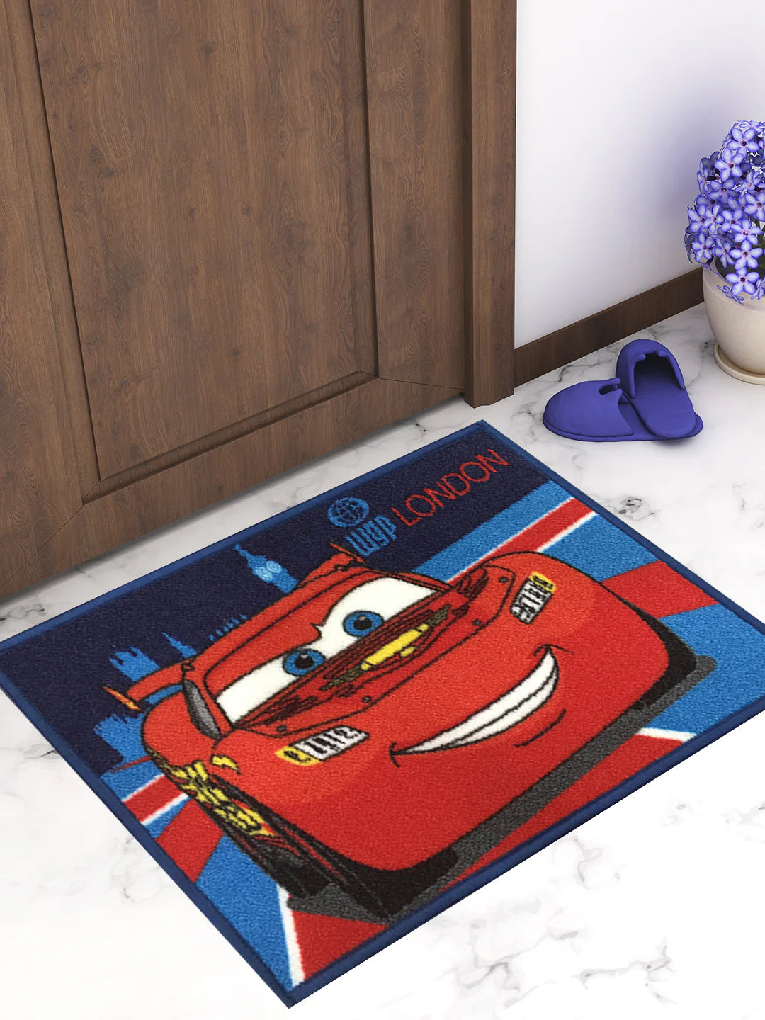 Rev Up the Fun with Disney's Cars Red & Blue Kids Door Mat